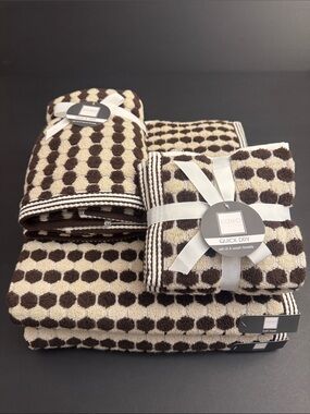 8pc SOHO Living Quick Dry 100% Zero Twist Cotton Penny Tile Dot Bath Towel Set